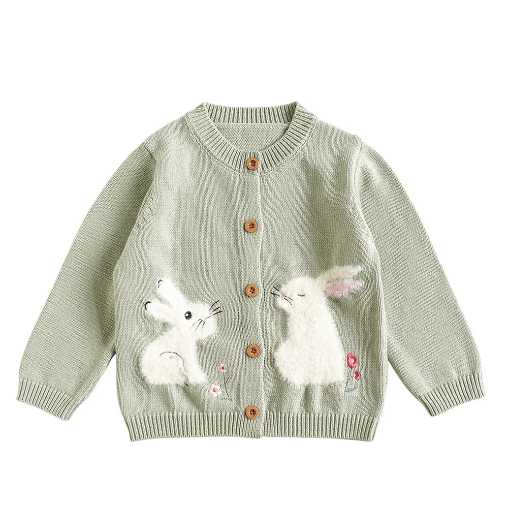 Cartoon Embroidery Knit — Cotton Cardigan