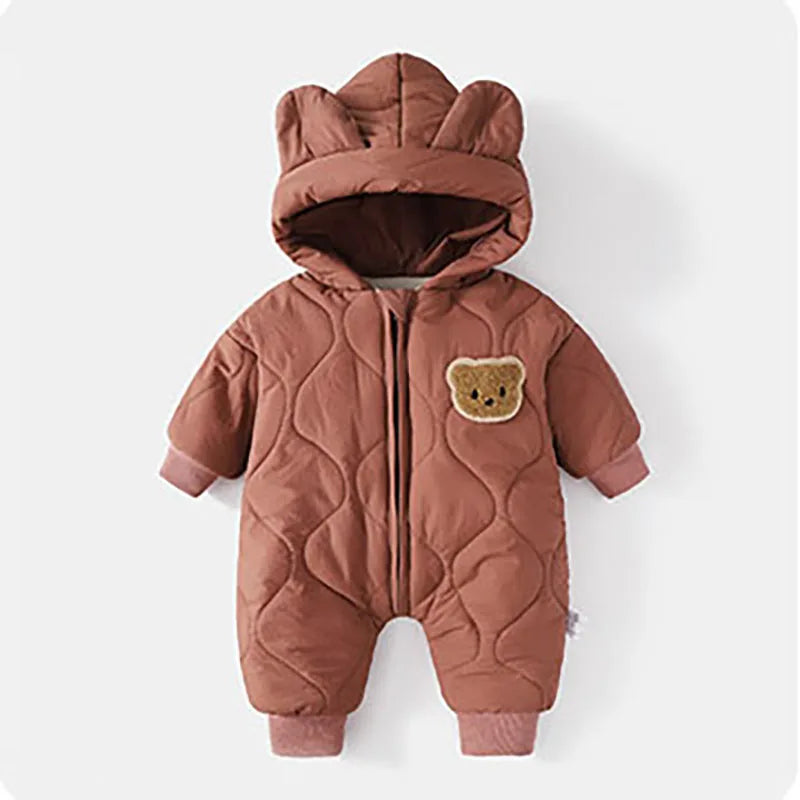 Winter Bear Romper – Quilted Hooded Jumpsuit