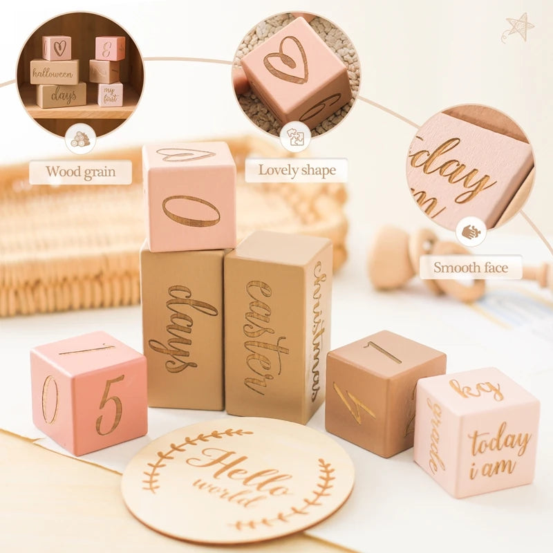 Wooden Baby Milestone Blocks - Memory Set