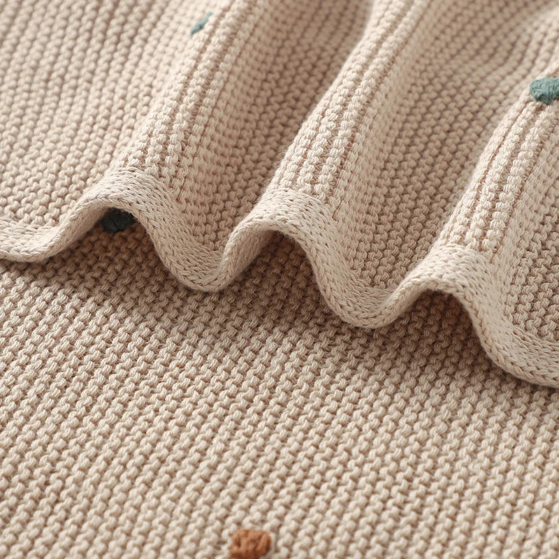 Dotted Cotton Knit Baby Blanket — Soft Swaddle Wrap