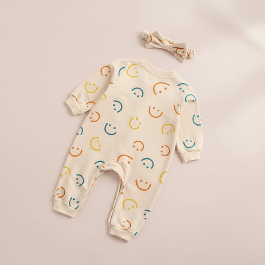 Cotton Baby Romper — Headband Set