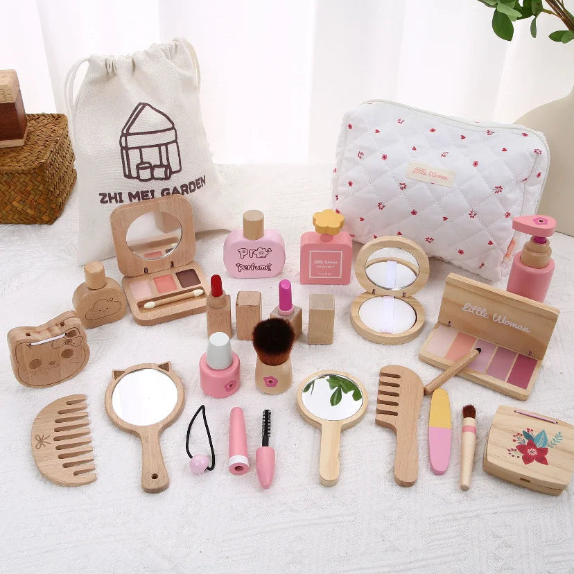 Montessori Makeup Toy Set — Wooden Role Play Gift