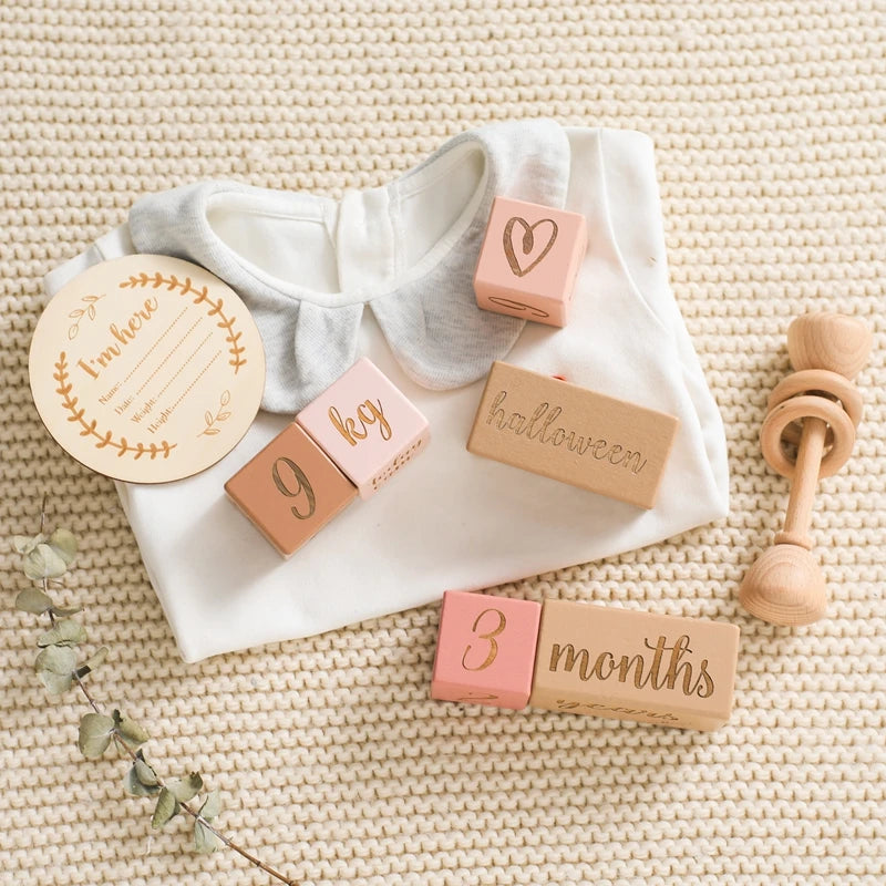 Wooden Baby Milestone Blocks - Memory Set