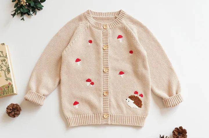 Cartoon Embroidery Knit — Cotton Cardigan