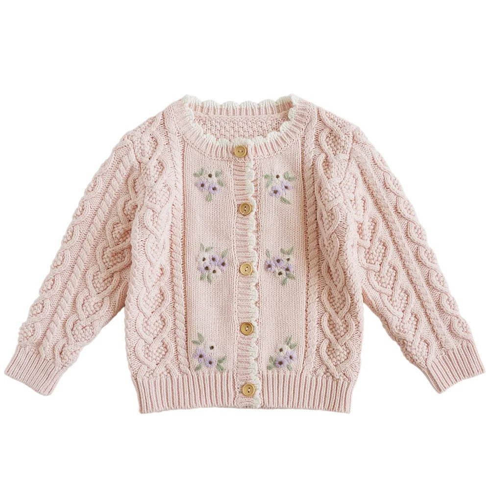 Cartoon Embroidery Knit — Cotton Cardigan