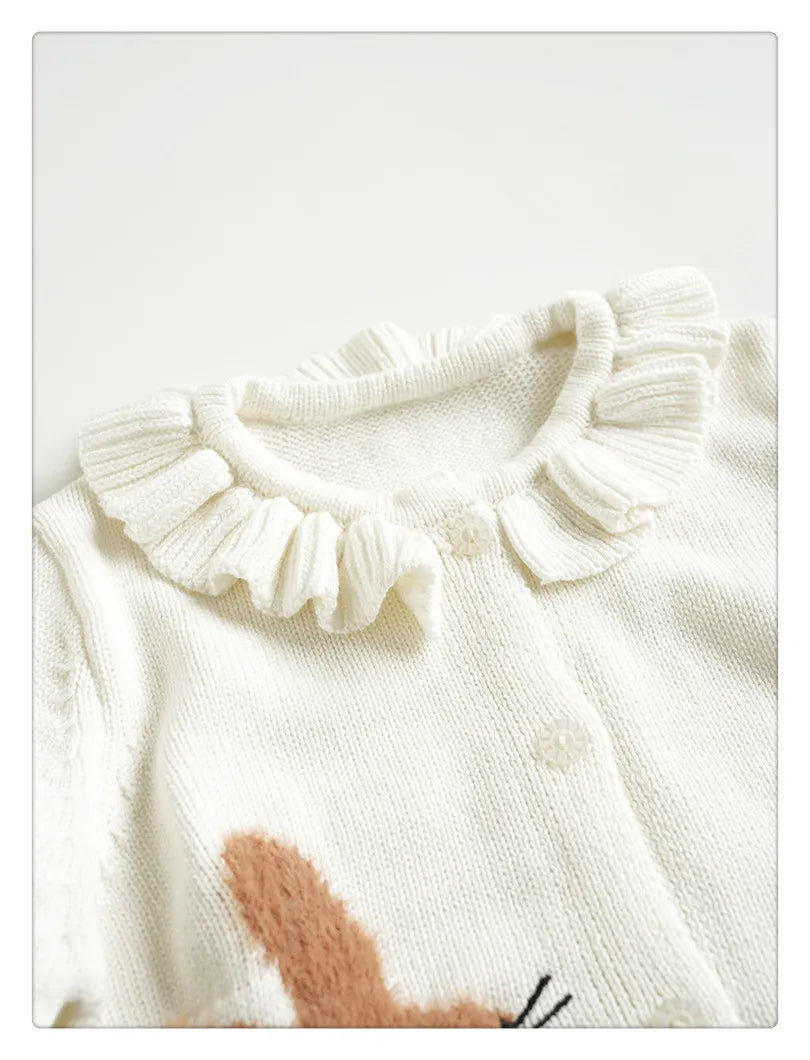 Cartoon Embroidery Knit — Cotton Cardigan