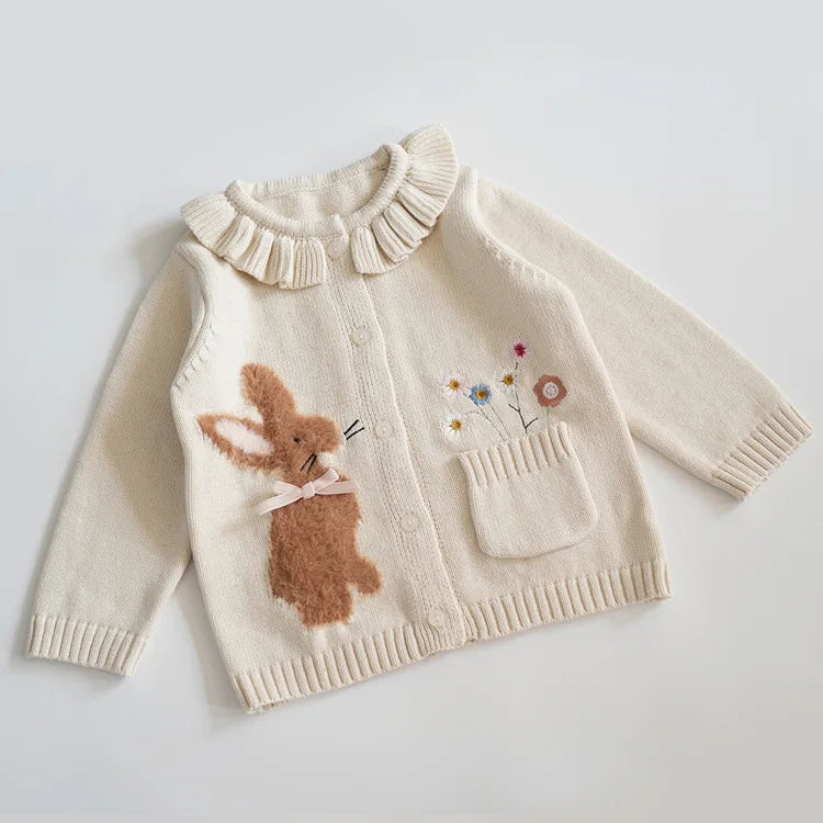 Cartoon Embroidery Knit — Cotton Cardigan