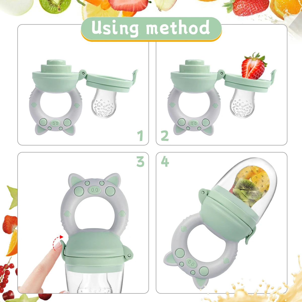 Silicone Fruit & Vegetable Feeder - 4-delige Set