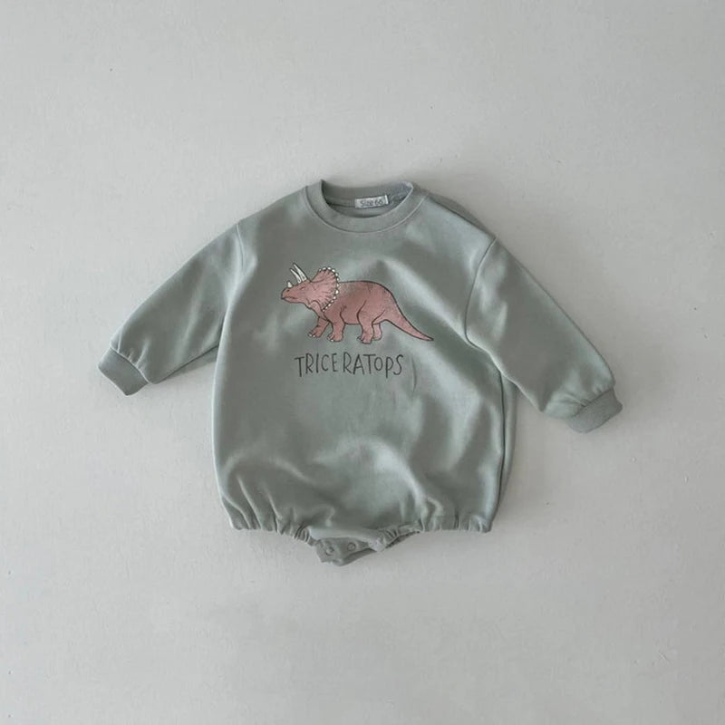 Baby Dinosaur Romper — Cotton Sweatshirt Bodysuit