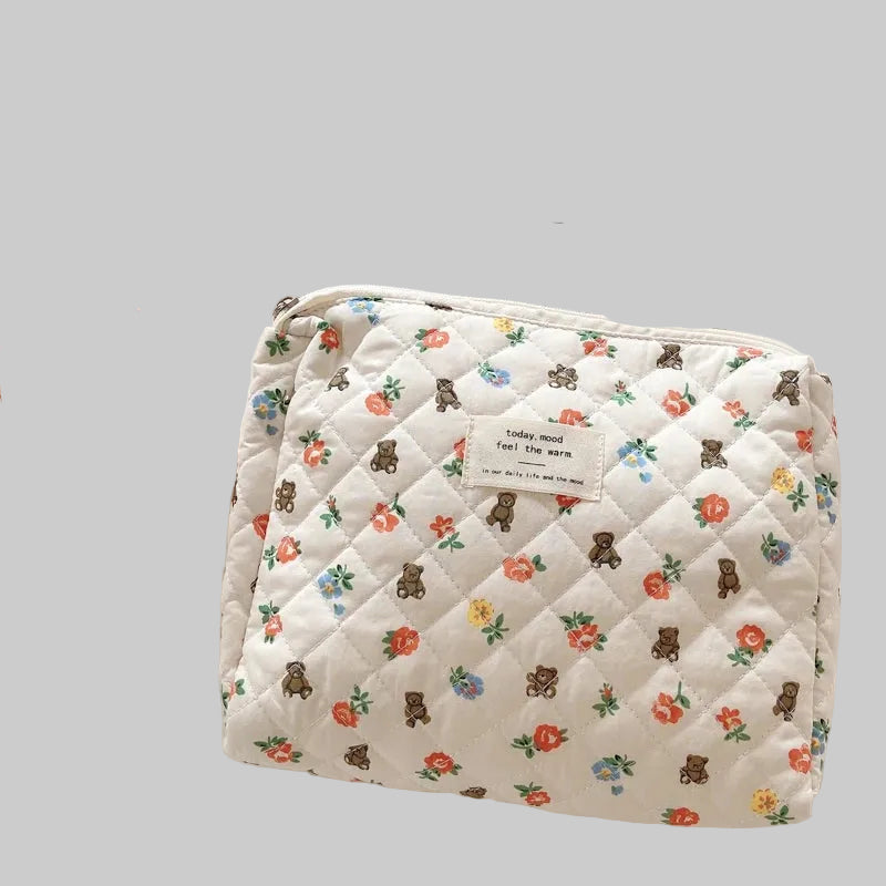 Quilted Cotton Toiletry Bag - Travel Organizer