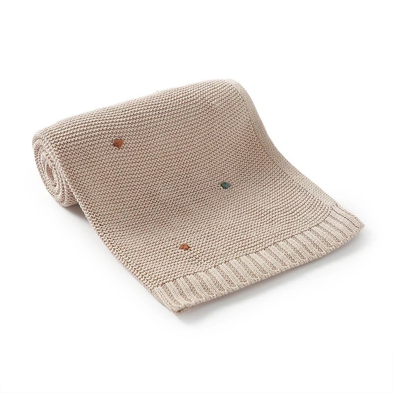 Dotted Cotton Knit Baby Blanket — Soft Swaddle Wrap