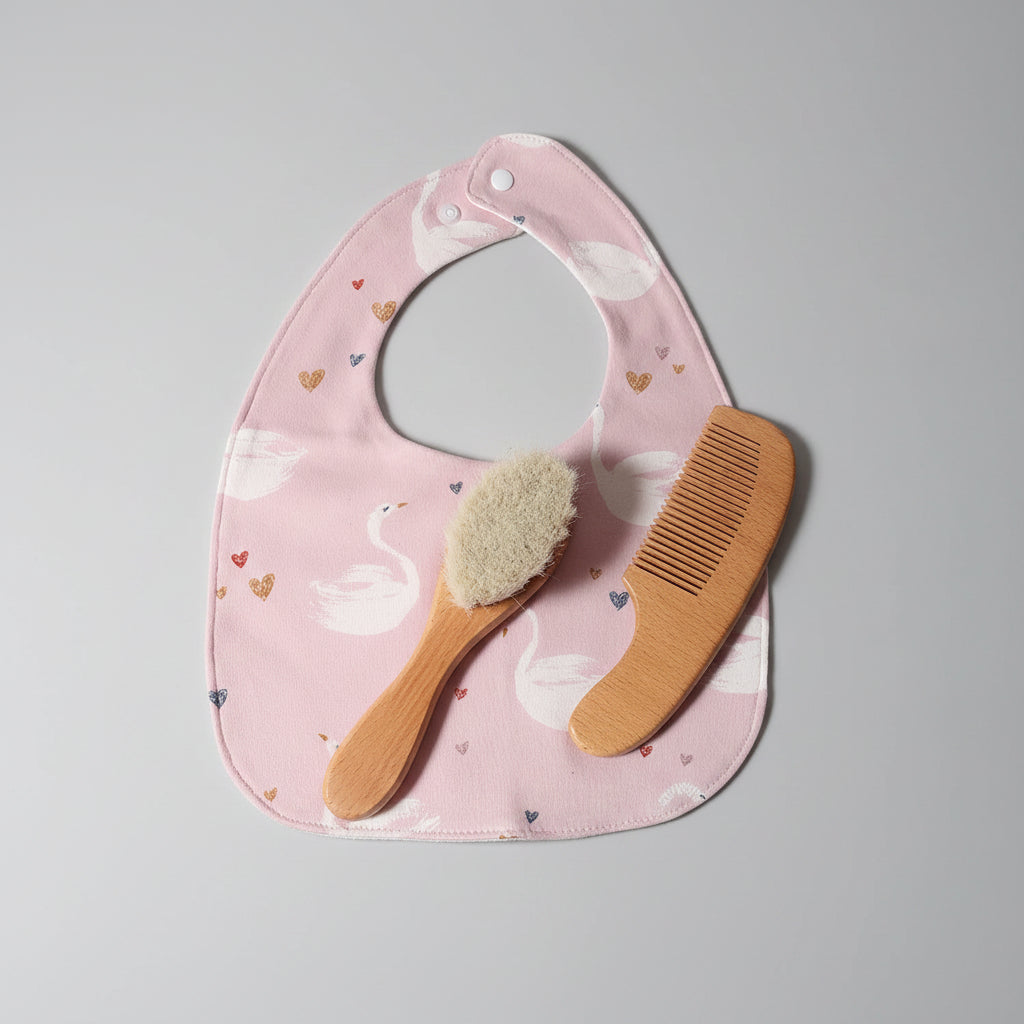 Baby Hair Brush & Comb Set — Natural Wool & Beech Wood