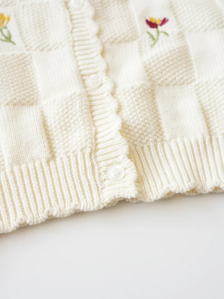 Cartoon Embroidery Knit — Cotton Cardigan