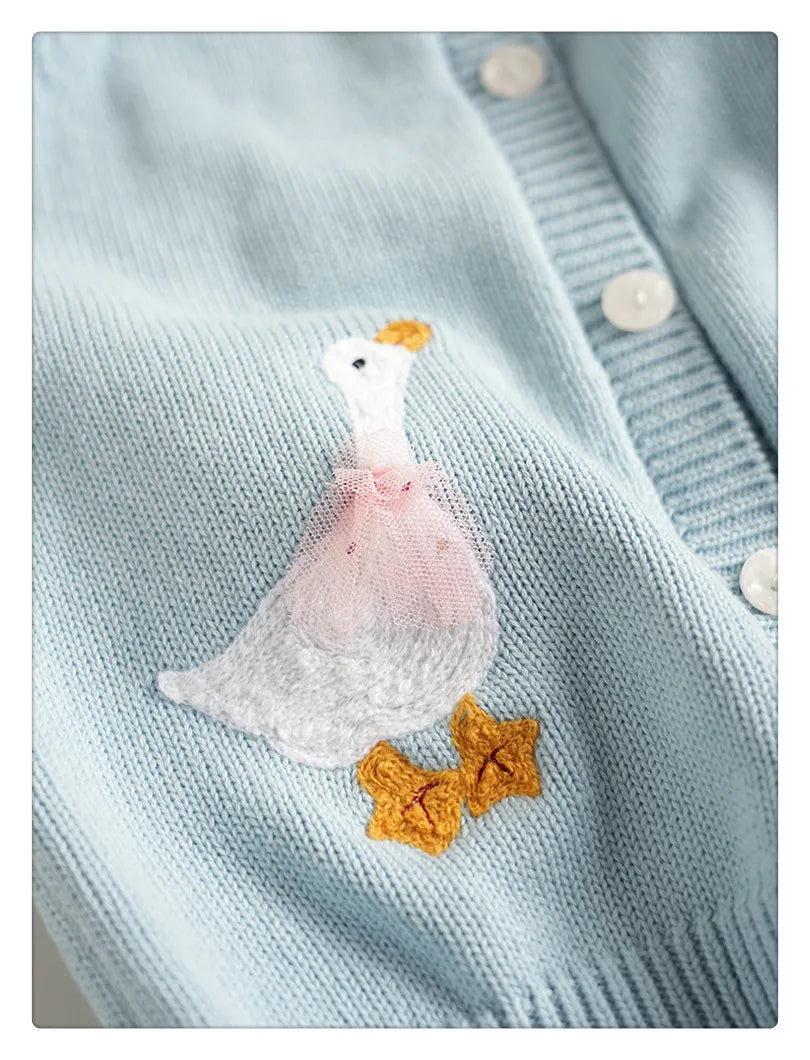Cartoon Embroidery Knit — Cotton Cardigan