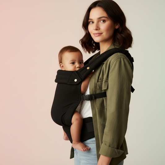 Black Baby Carrier Dark Hair Mom