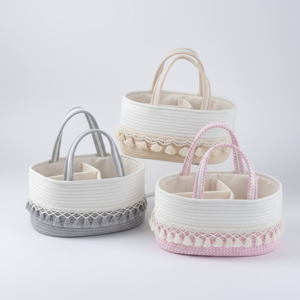 Foldable storage baskets met neutrale achtergrond