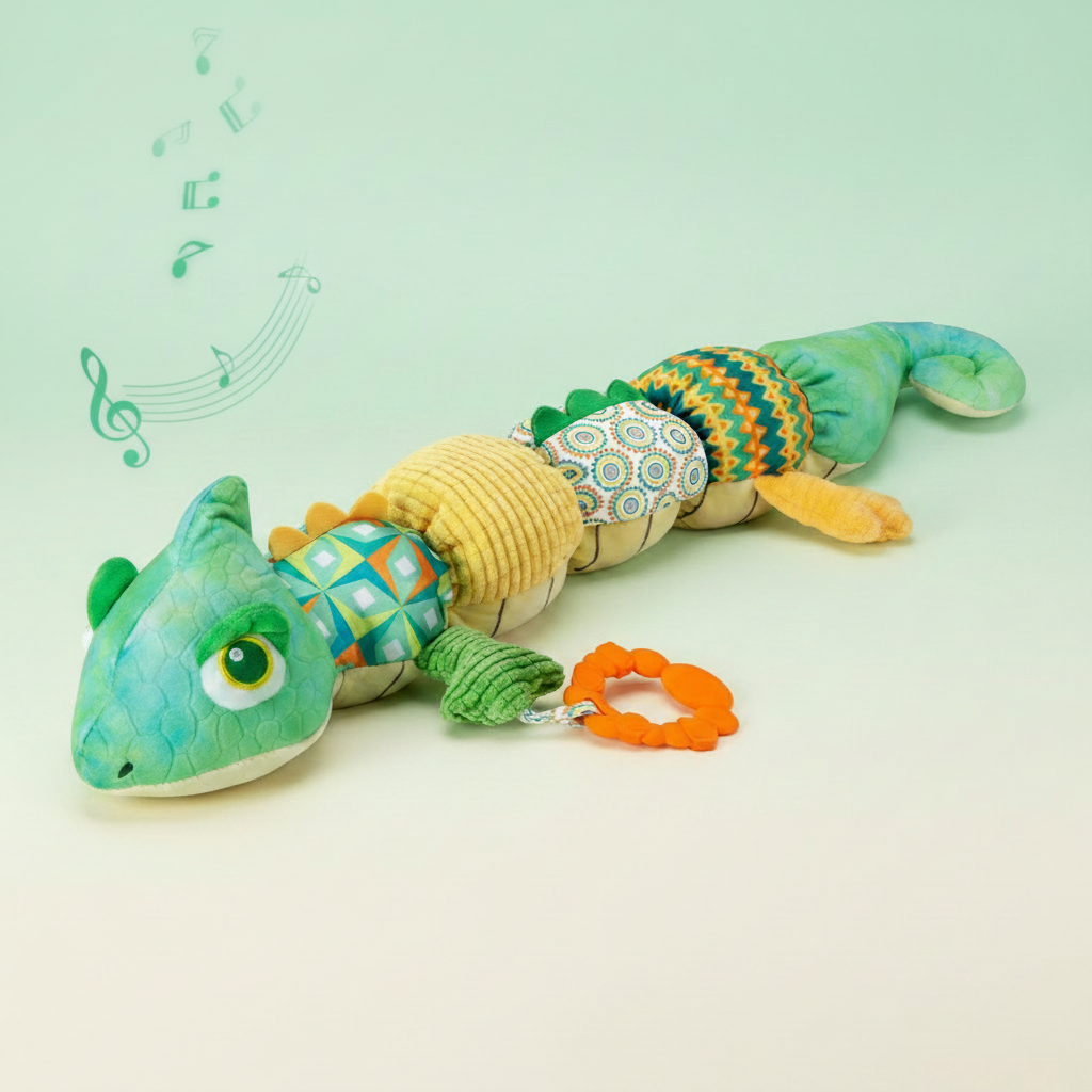 Kameleon packshot met muzieknootjes