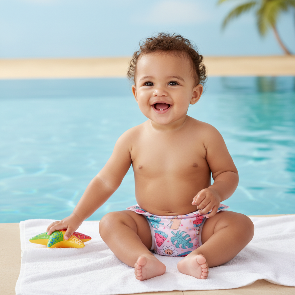 Lifestyle foto baby zwemluier