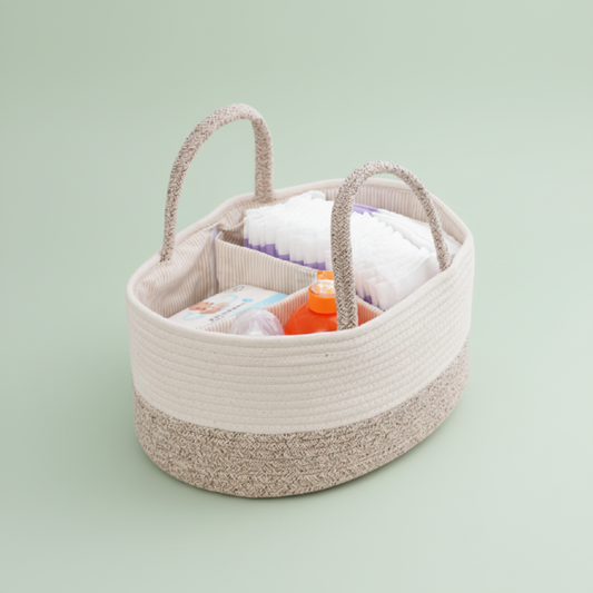 Luiertas organizer ingezoomd op pastel groen