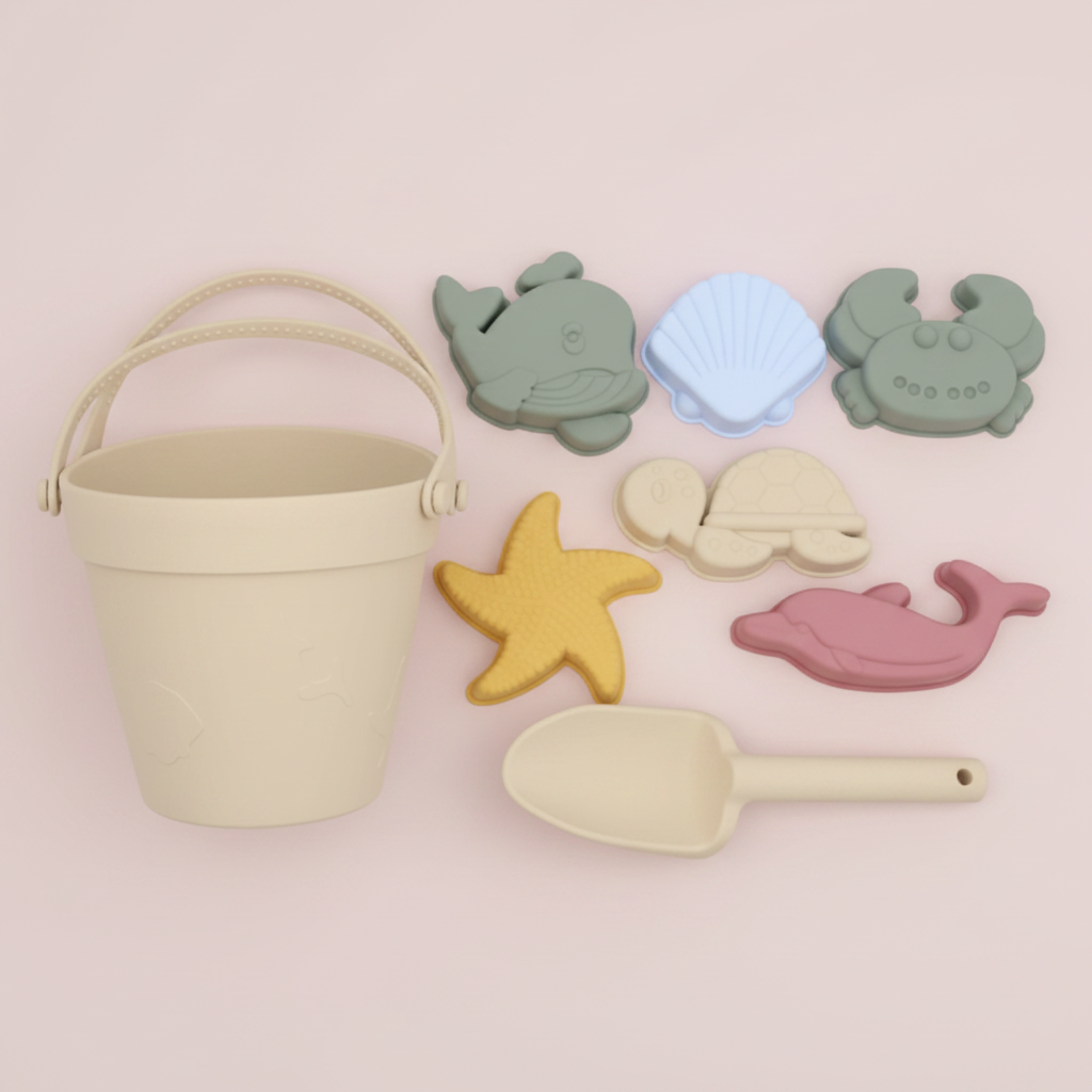 Silicone Beach Toy Set — roze achtergrond