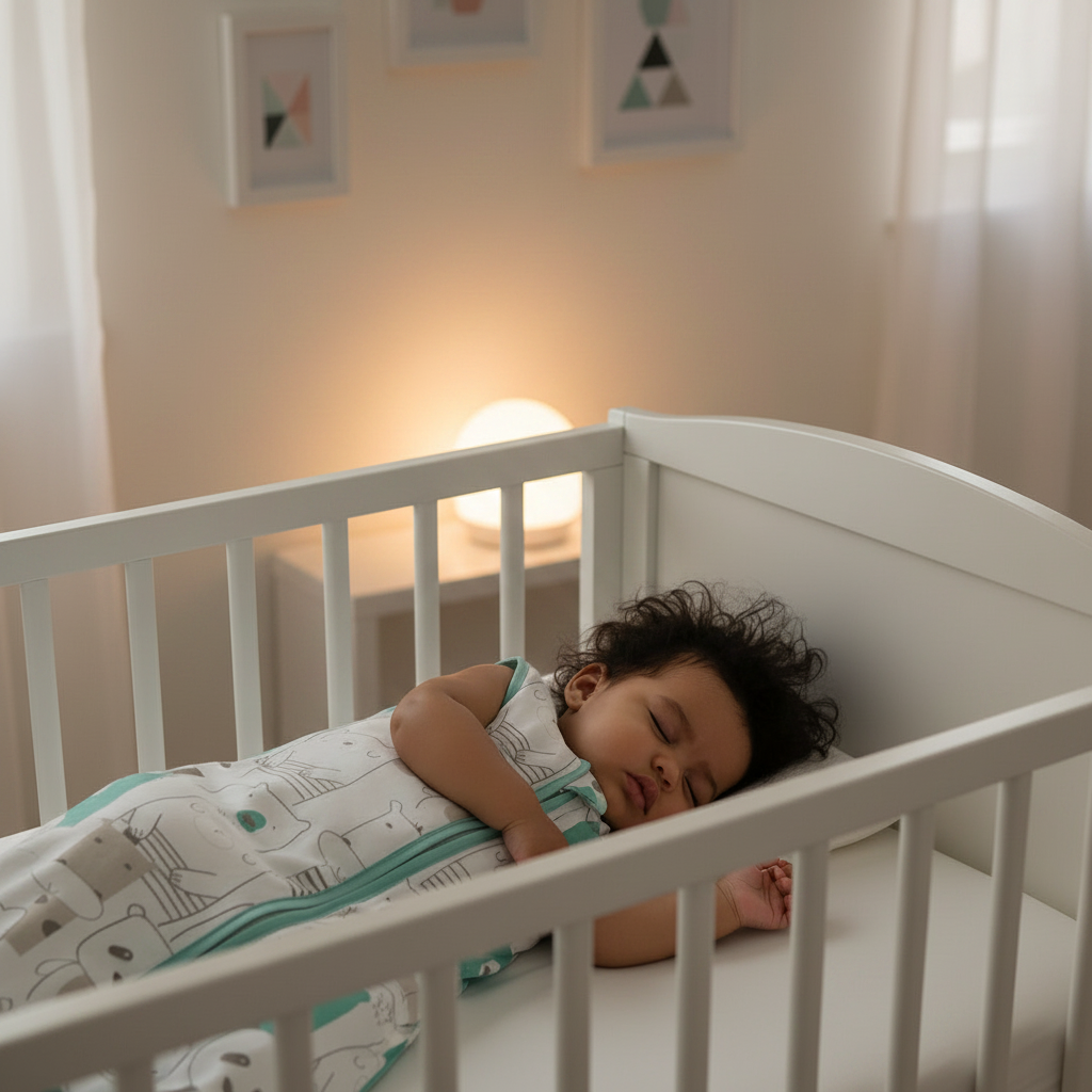 Slapende baby donkere kamer